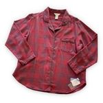Sleep Sense Portuguese Flannel Sleepwear Red & Charcoal Gray Paw Print Button Up Size XL Photo 0