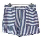 Nicole Miller  100% Linen Shorts Size L Pockets Lightweight Striped Resort Wear Photo 0
