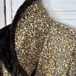 Newport News  Vintage Embossed Faux Fir Trim Leather Princess‎ Swing Coat Small Photo 6
