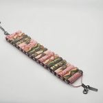 Jilzara Green & Pink Floral Clay Tubes Bracelet Photo 1