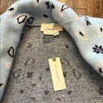 Anthropologie Bandana Print Knit Duster Cardigan Light Blue Black Fringe OS NWT Photo 5
