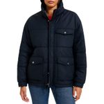 J.Crew  Down Puffer Jacket Snow Winter High Neck Pockets Zip Navy Blue Medium Photo 0