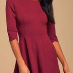 Lulus Cumulonimbus Clouds Burgundy Skater Dress NWT Sz. XL Photo 0