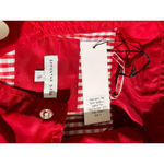 NWT Samantha Sipos Red Nylon Jacket Leather Trim Hooded Trench Coat Size S Photo 2