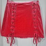 Honey Punch Lace Up Soft Velvet Pink mini Skirt size S Photo 0