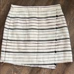 Loft NWT Faux Wrap Fringe Hem Blanket Skirt White & Blue Stripe Size 10 Photo 0