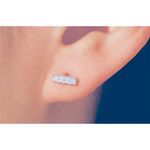 Boutique Sparkling Diamond Bar Stud Earrings | 14k White Gold over Sterling Silver Photo 6