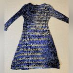 Nic+Zoe Geometric Abstract Pattern Twist Dress Size MED Blue Black Photo 8
