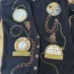 Vintage Raffia Angora Lambswool Cardigan Sweater Black Size M Photo 5