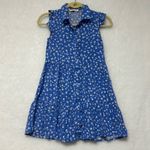 Stradivarius sleeveless shirt dress in blue floral print Sz Small Boho Ruffles Photo 4