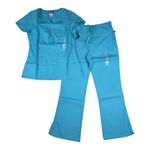 Authentic Cherokee Workwear Cherokee Workwear Set Womens XS Flare Pant and Round Neck Top Scrubs Drawstring Photo 0