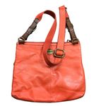 Fossil  Explorer Crossbody‎ Bag Orange Pebbled Leather Zip Top Purse Pockets FLAW Photo 1