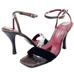 Vintage Donald J Pliner Couture Snakeskin Ankle Wrap Strappy Sandals Size 8.5 Black Photo 14