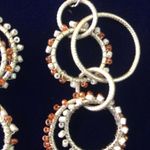 Silver Orange & White Bead Dangle Circle Earrings Photo 2