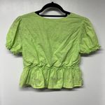 Line and Dot  Willow Lace Eyelet V Neck Crop Peplum Top Green Revolve Size Small Photo 1