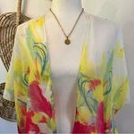 Vintage Y2K Bright Floral Kimono Wrap Tassel Hem Festival Beach Boho OS Red Size 1X Photo 2