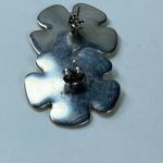 Retro Pierced Earrings Yellow White Swirl Design Enamel Metal Photo 7