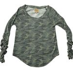 Chaser SMALL Camouflage Crewneck Elastic Scrunch Long Sleeve Pullover Tee Top Photo 10