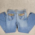 Faded Glory Vintage  Jeans Womens 12 Light Wash Blue Floral Flap Pockets Wide Leg Photo 1