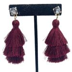 Maroon Tassel Earrings with Crystal Red Photo 1