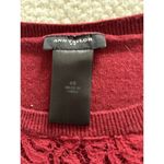 Ann Taylor  Womens Burgundy Red Lace Pullover Sweater Top 3/4 Sleeve Size XS Photo 3