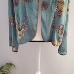 Love 21 Green Sheer Floral Open Lightweight Jacket M Photo 3