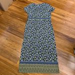 J Jill Floral Print Maxi Dress Size XS Short Sleeve Black Purple Casual Strechy‎ Photo 3