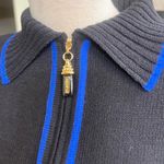 St John Collection Black Blue Knit Zip Up Collared Sweater Cardigan Size 6 lady Photo 1