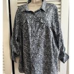 Lands' End silky feel tunic blouse 2X convertible sleeves 2 pockets muted grays Photo 0