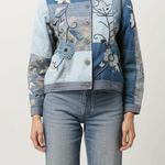 indigo. Moon Women's Patchwork Floral Embroidered Jacket Color Block Boho Size M Photo 0