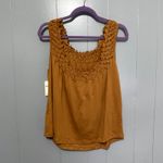 Anthropologie NEW Maeve Honey Brown Justine Smocked Boho Relaxed Tank Top S Photo 6