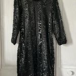 Hunter Bell  Black Sequin Sheath Dress 3/4 Sleeve - Size 6 Photo 3