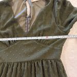 Altar'd State  Mini Dress Olive Green Swiss Dot Dress Size XS Boho Ruffle Long Sleeve Photo 4