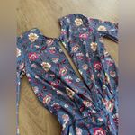 Victoria's Secret NWT Victoria’s Secret Gray Silvery Satin Long-Sleeve Floral Jumpsuit Size XS Photo 2