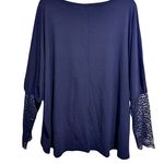 Women's navy blue long sleeve lace trim tunic shirt in size XL Photo 1