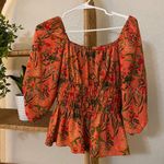 Gianni Bini Boho Style Peach Floral Peasant Top Stretch Blouse Sz Small LIKE NEW Photo 8
