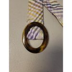 Plaid Fabric Belt Tortoiseshell Oval Buckle Preppy Academia Cottage Size 42 inch Photo 2