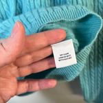 Anne Klein Sport Vintage Womens Cable Knit Cashmere Sweater Turquoise Blue Large Photo 9