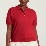 Everlane NWT  Red Organic Cotton Classic Fit Short Sleeve Polo Shirt Women career Photo 0