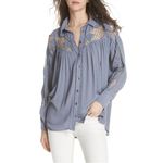 Free People  Women's Blue and Navy Blouse Photo 1