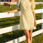 Faithfull the Brand Florence Mini Dress Luda Lime Floral Size Small NWT Photo 0