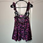 For Love & Lemons Lola Babydoll Floral Mini Dress Black Pink Lingerie Bra Top S Photo 2