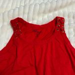 cotton red grunge y2k groment lace up detail sleeveless tank top Photo 2