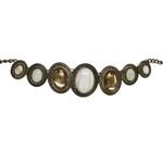 1990s Vintage Chunky Amber Pearly Stone Bib Necklace Gold Photo 3