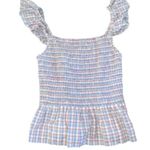 Madewell  Seersucker Lucie Smocked Peplum Top in Rainbow Plaid Photo 2
