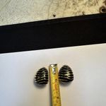 Joan Rivers Signed Gold Tone Black Enamel Clip-on Clip On Earrings Zebra Stripe Photo 2