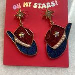 Oh my stars cowgirl Americana earrings Red White Blue pearls fashion jewelry Gold Photo 6