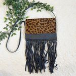 Cleobella  Leather Fringe Leopard Crossbody Bag Photo 0