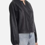 Avec Les Filles  Raglan Sleeve Black Faux Leather Button Up Blouse Sz XL Photo 8