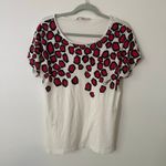 Diane Von Furstenberg  white, red & black cotton falling stones tee Photo 11